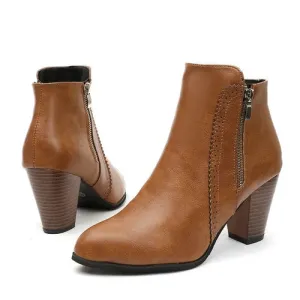'Clara' Leather Block Heel Boots