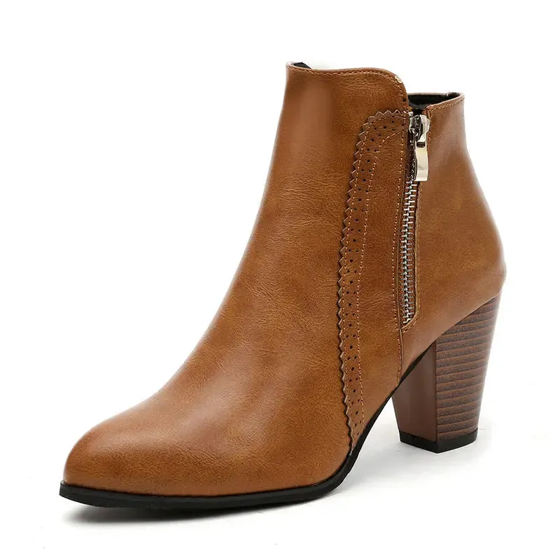 'Clara' Leather Block Heel Boots