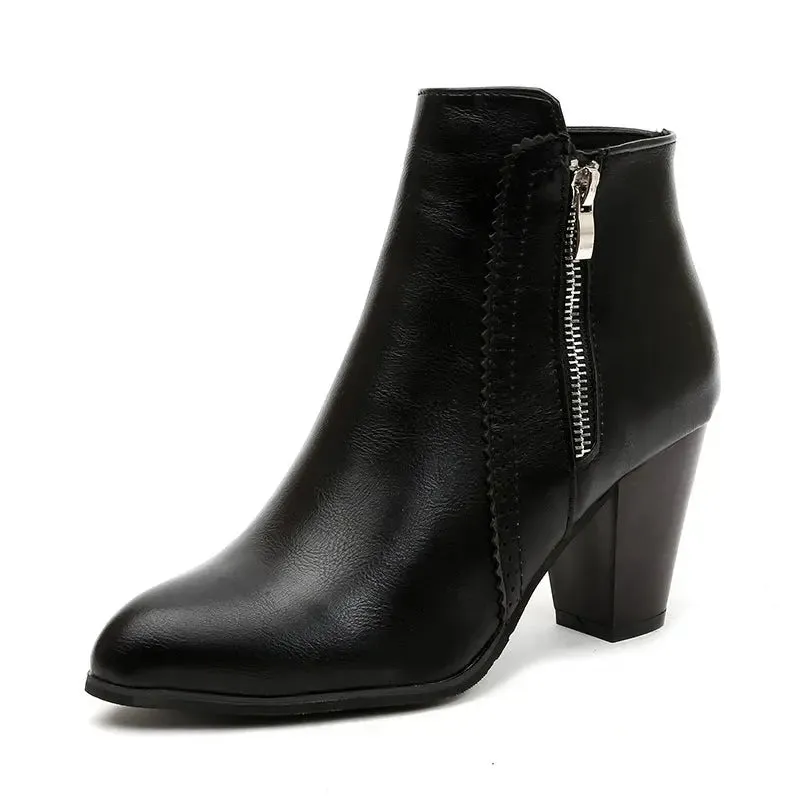'Clara' Leather Block Heel Boots