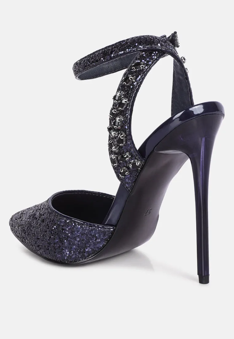Cloriss Diamante Embellished Glitter High Heels By Ruw