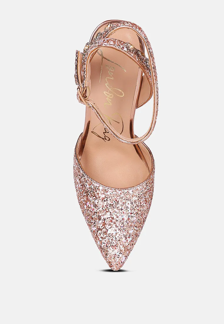 Cloriss Diamante Embellished Glitter High Heels By Ruw