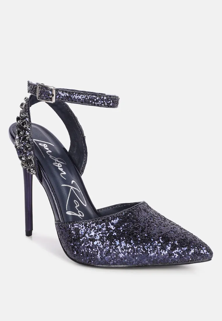 Cloriss Diamante Embellished Glitter High Heels By Ruw
