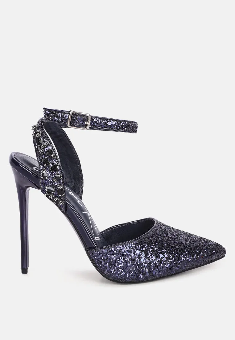 Cloriss Diamante Embellished Glitter High Heels By Ruw