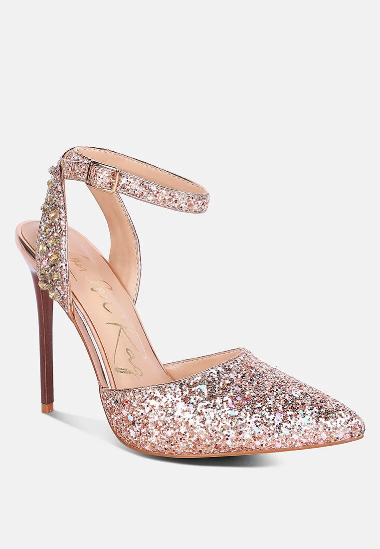 Cloriss Diamante Embellished Glitter High Heels By Ruw