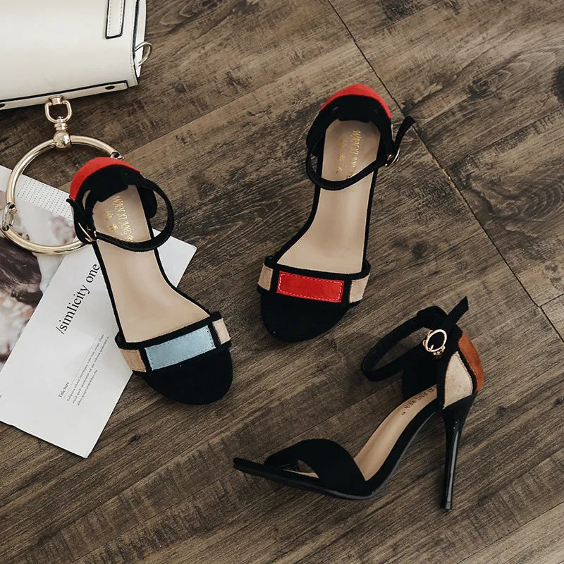 Color Matching Stiletto Suede Women's Shoes