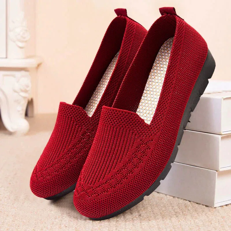 Comfortable and Breathable Slip-On Flats with Cushioned Sole for Women