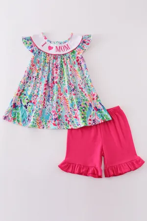 Confetti Bloom I Love Mom Embroidery Girl Set
