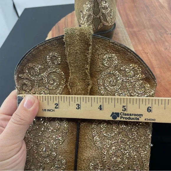 Corral teens Youth Embroidery &amp; gold glitter Overlay Boots T0135 Sz 4 western