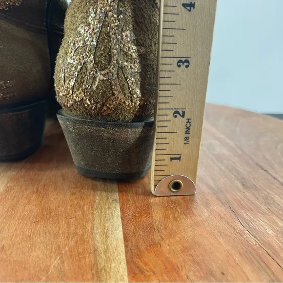 Corral teens Youth Embroidery &amp; gold glitter Overlay Boots T0135 Sz 4 western