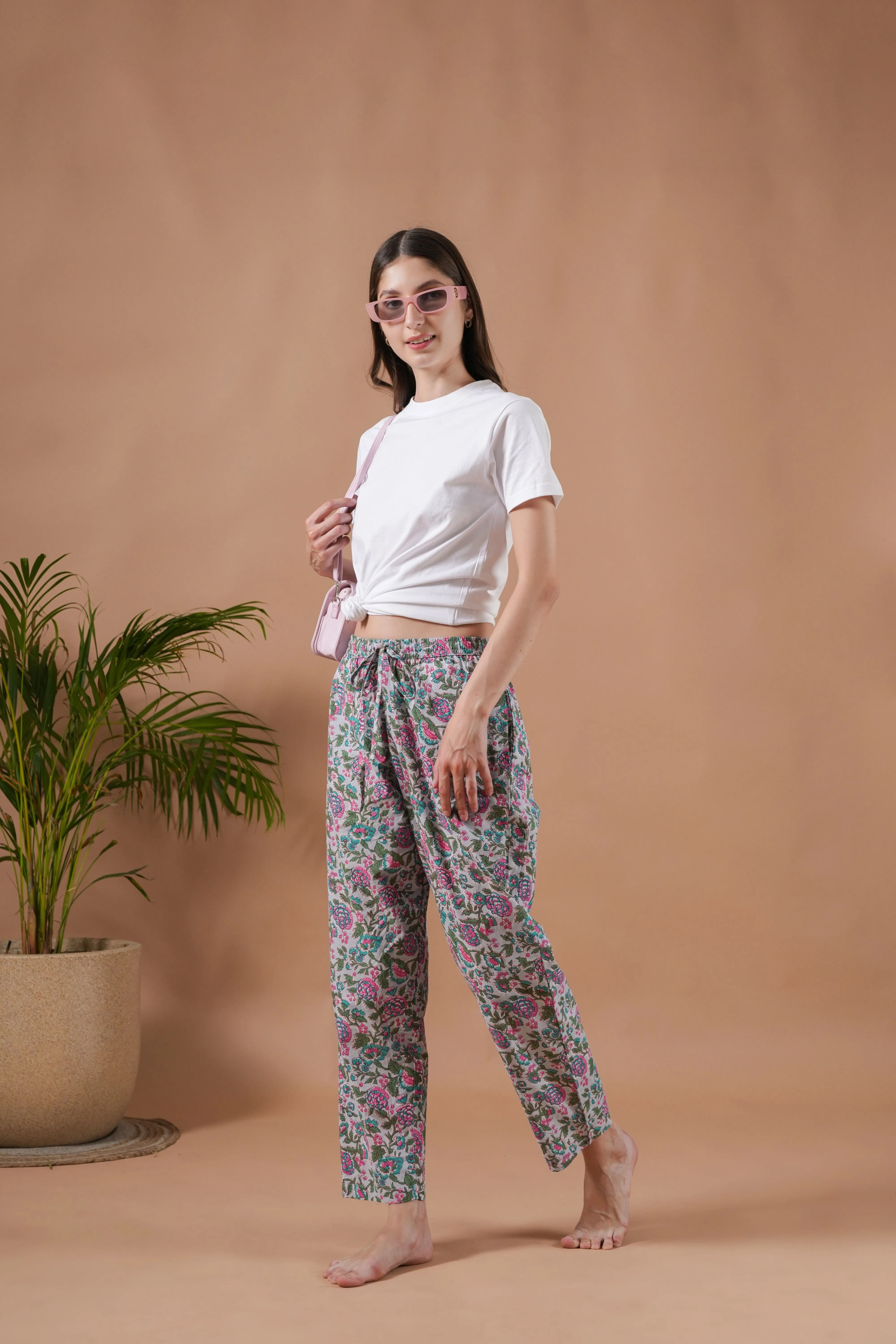 Cotton Pajama Pants Women - Pretty Petals