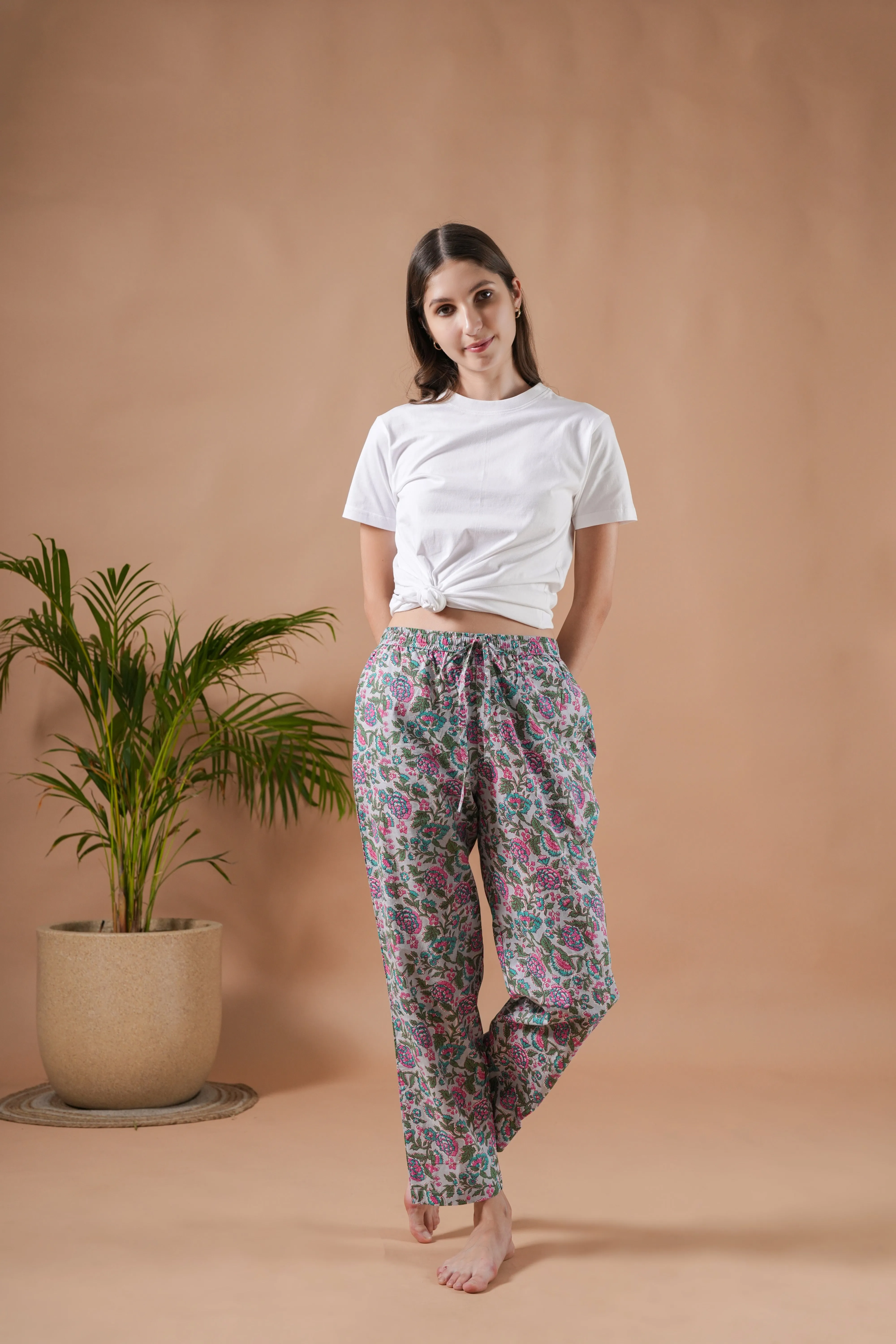 Cotton Pajama Pants Women - Pretty Petals