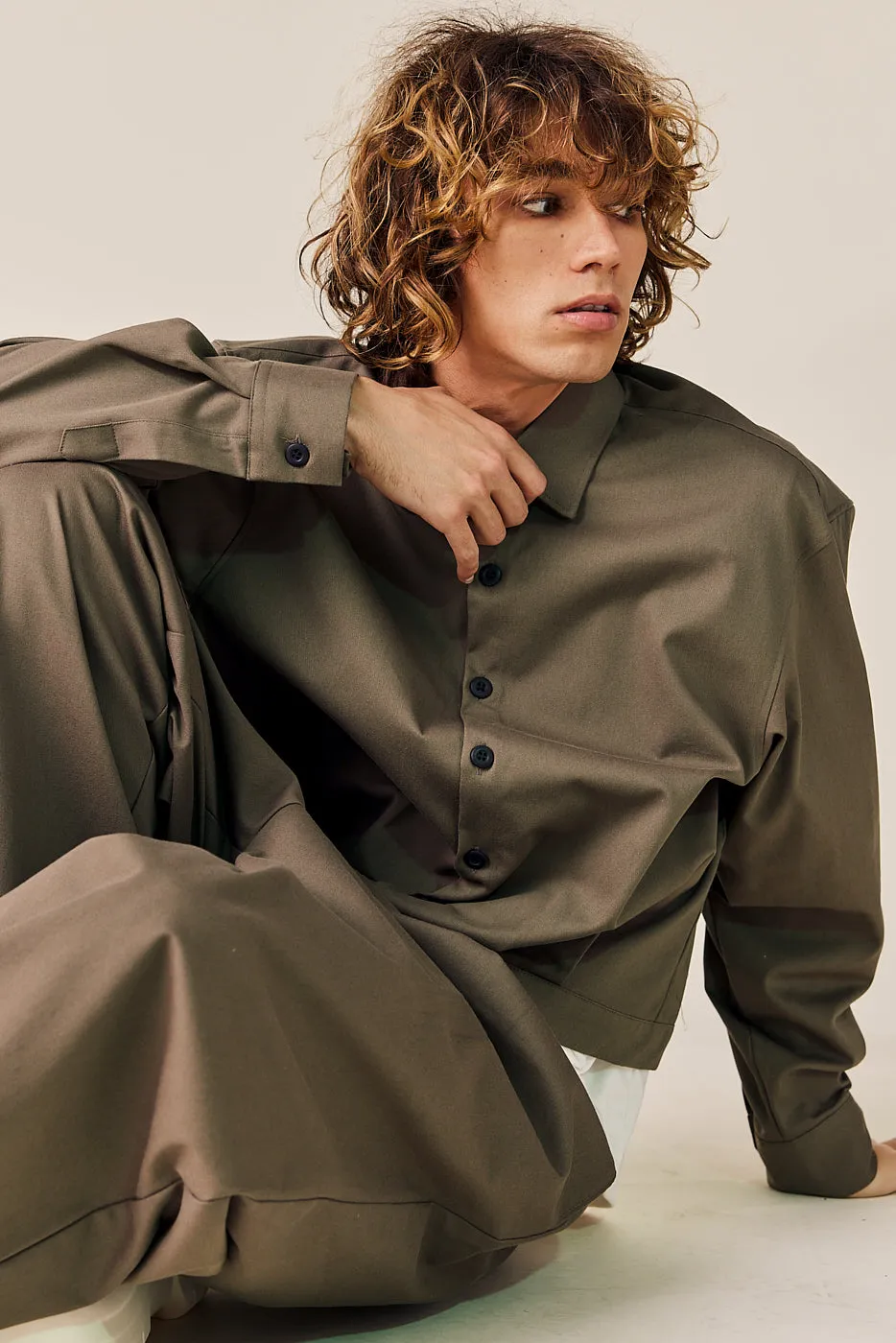 Cotton Trucker Jacket and Wide Pants Set