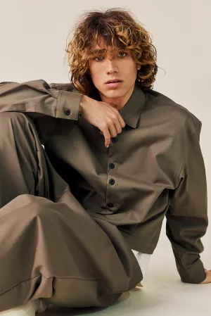 Cotton Trucker Jacket and Wide Pants Set