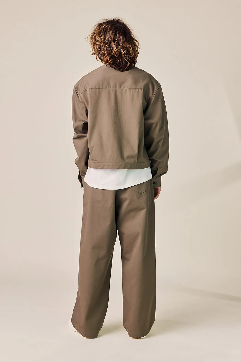 Cotton Trucker Jacket and Wide Pants Set