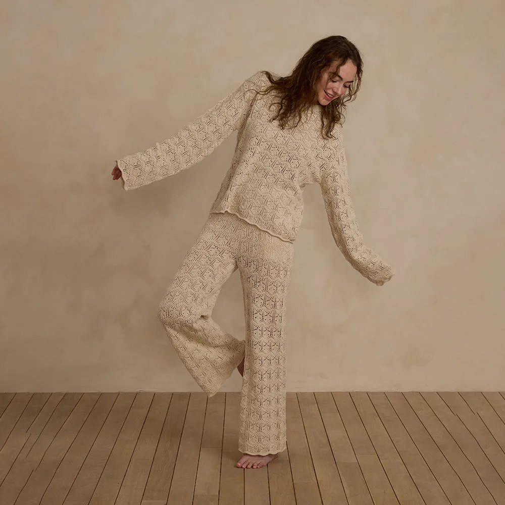 Crochet Knit Woman's Set | Natural