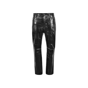 Crocodile Pant Black Leather Embossed Print