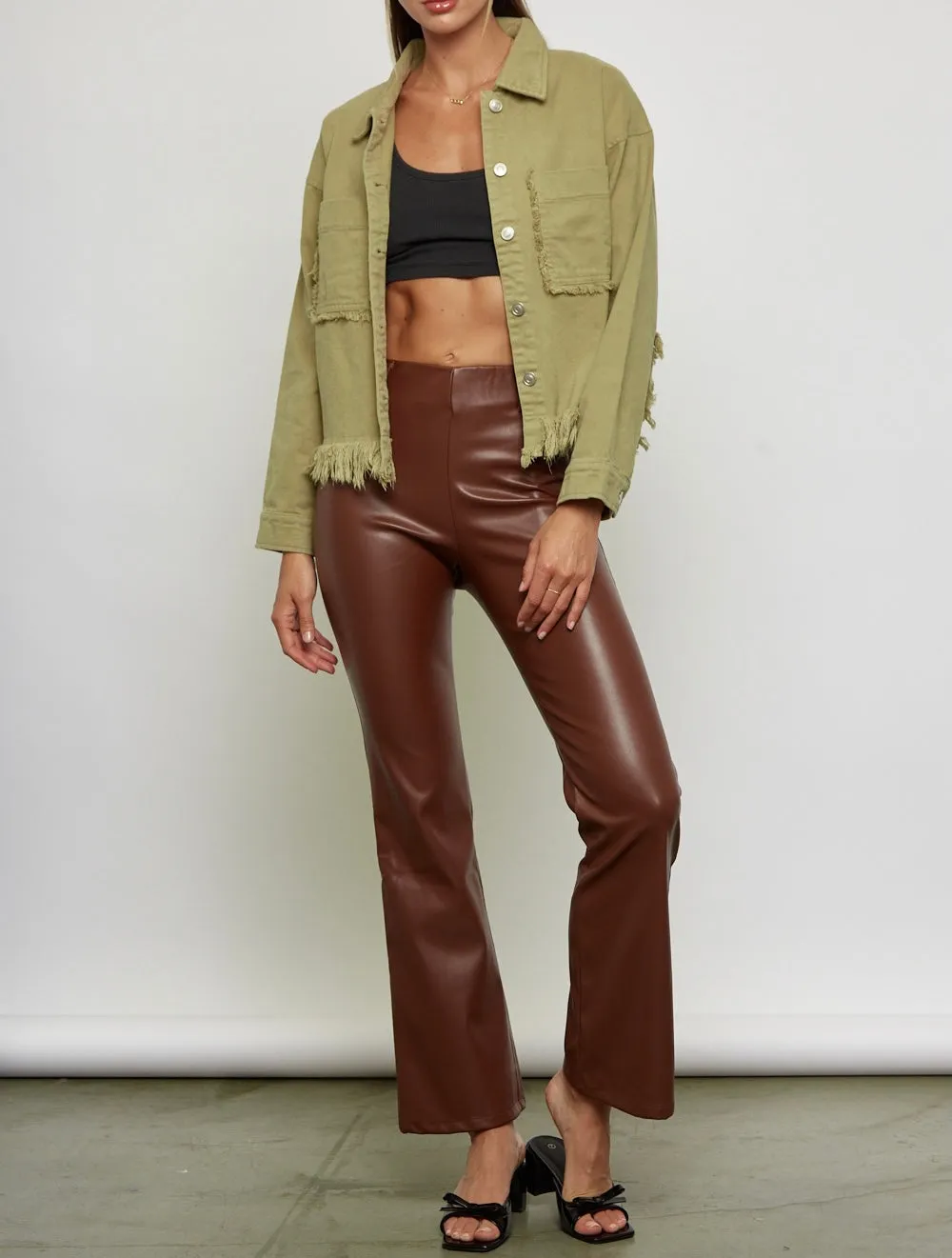 Crop Flare Eco Leather Pant