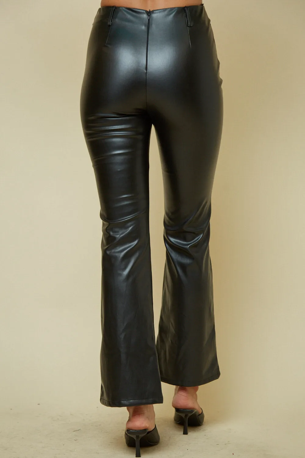 Crop Flare Eco Leather Pant