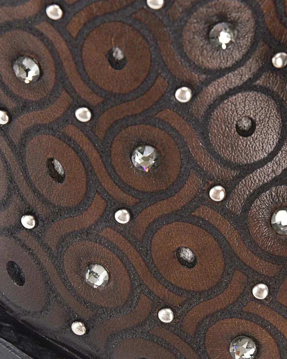 Cuadra Tall Dark Brown Boot With Crystals CU759