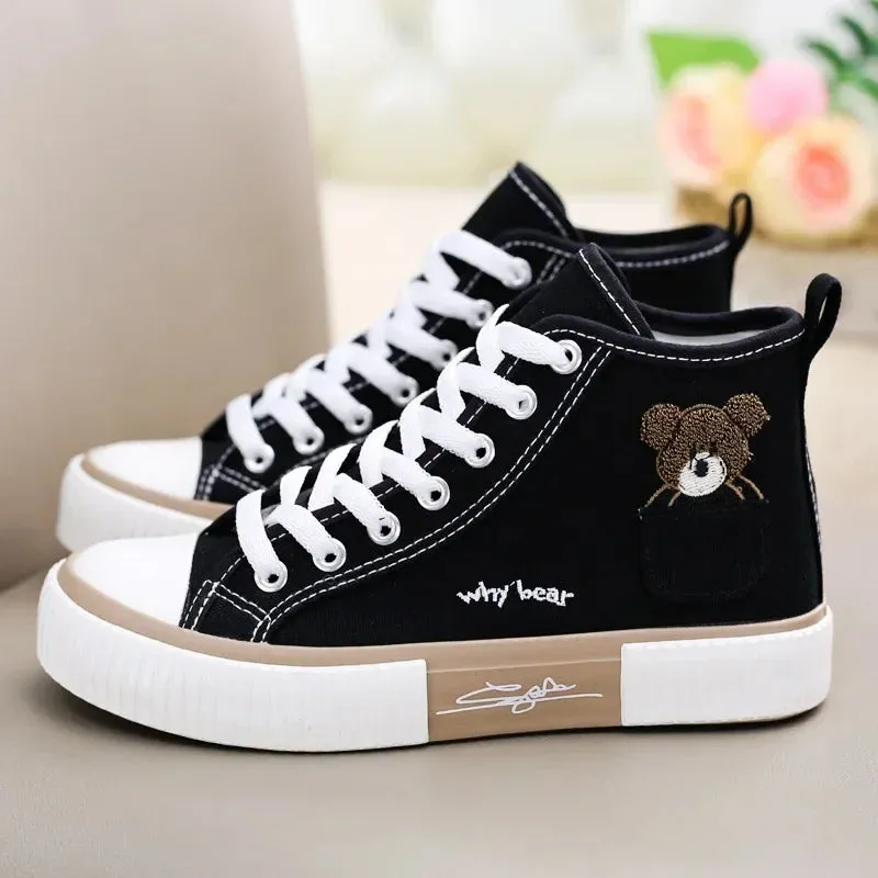 Cute Canvas High Top Sneakers: Breathable Casual Shoes for Women