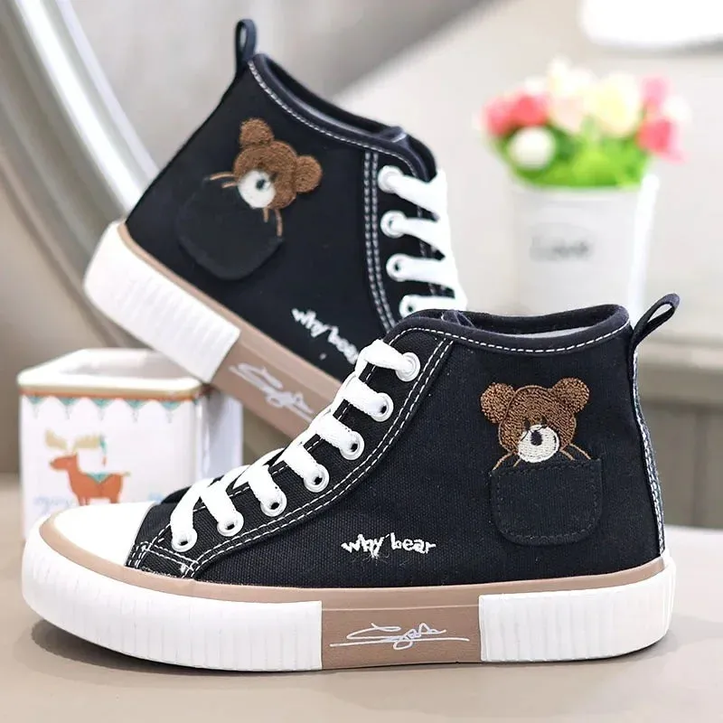 Cute Canvas High Top Sneakers: Breathable Casual Shoes for Women