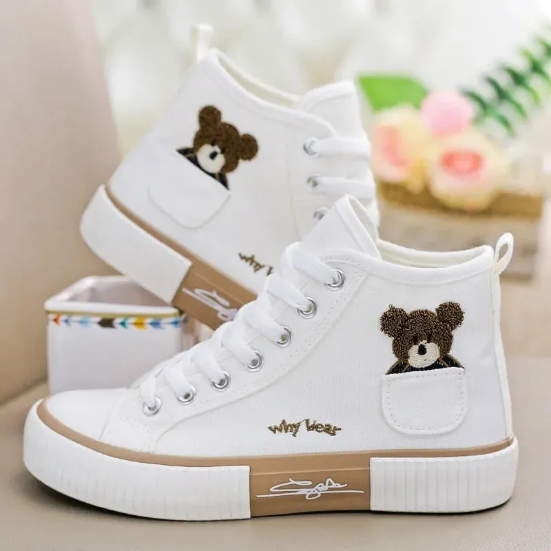 Cute Canvas High Top Sneakers: Breathable Casual Shoes for Women