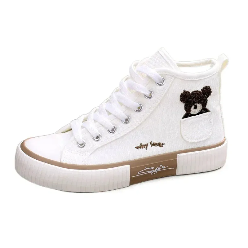 Cute Canvas High Top Sneakers: Breathable Casual Shoes for Women