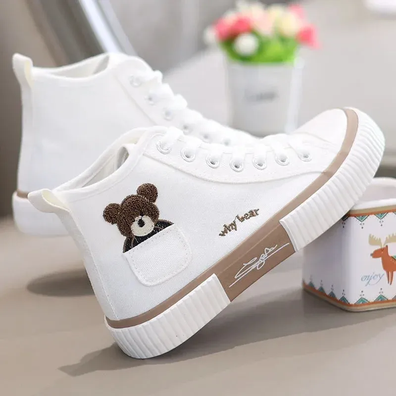Cute Canvas High Top Sneakers: Breathable Casual Shoes for Women