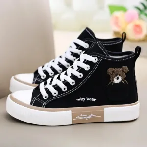 Cute Canvas High Top Sneakers: Breathable Casual Shoes for Women