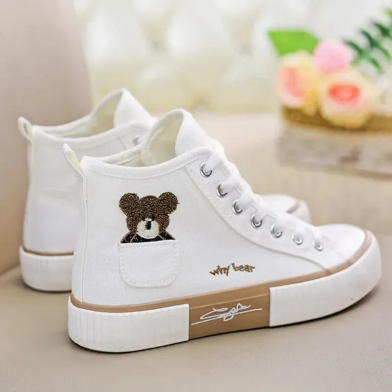 Cute Canvas High Top Sneakers: Breathable Casual Shoes for Women