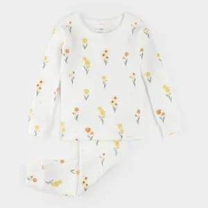 Daffodils on Ribbed Off-White Infant PJ Set
