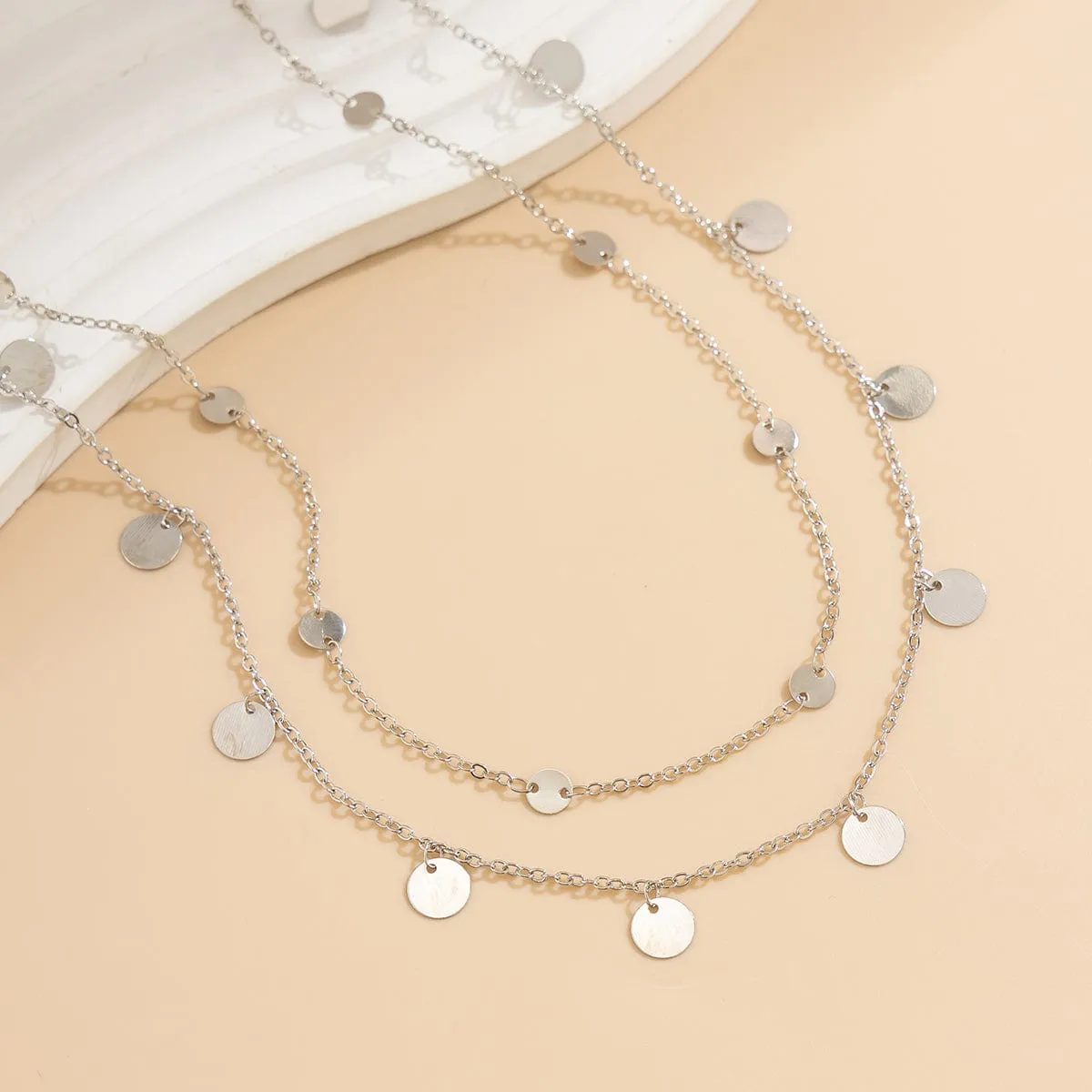 Dainty Layered Sequin Tassel Saturn Belly Chain Set