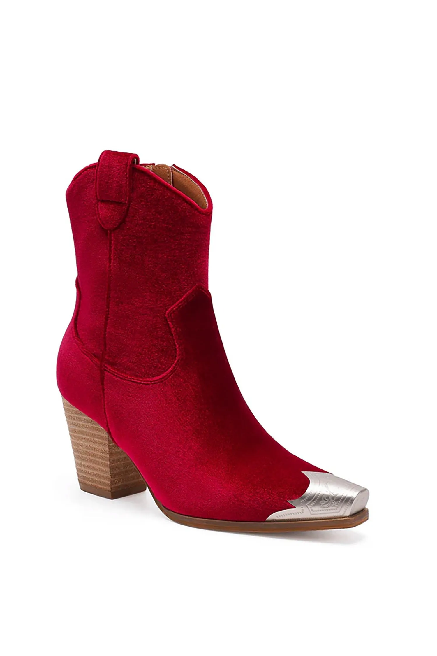Dakota Wine Velvet Western Booties