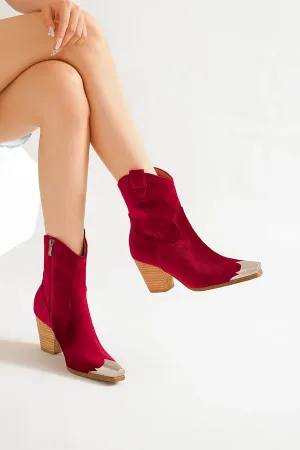 Dakota Wine Velvet Western Booties