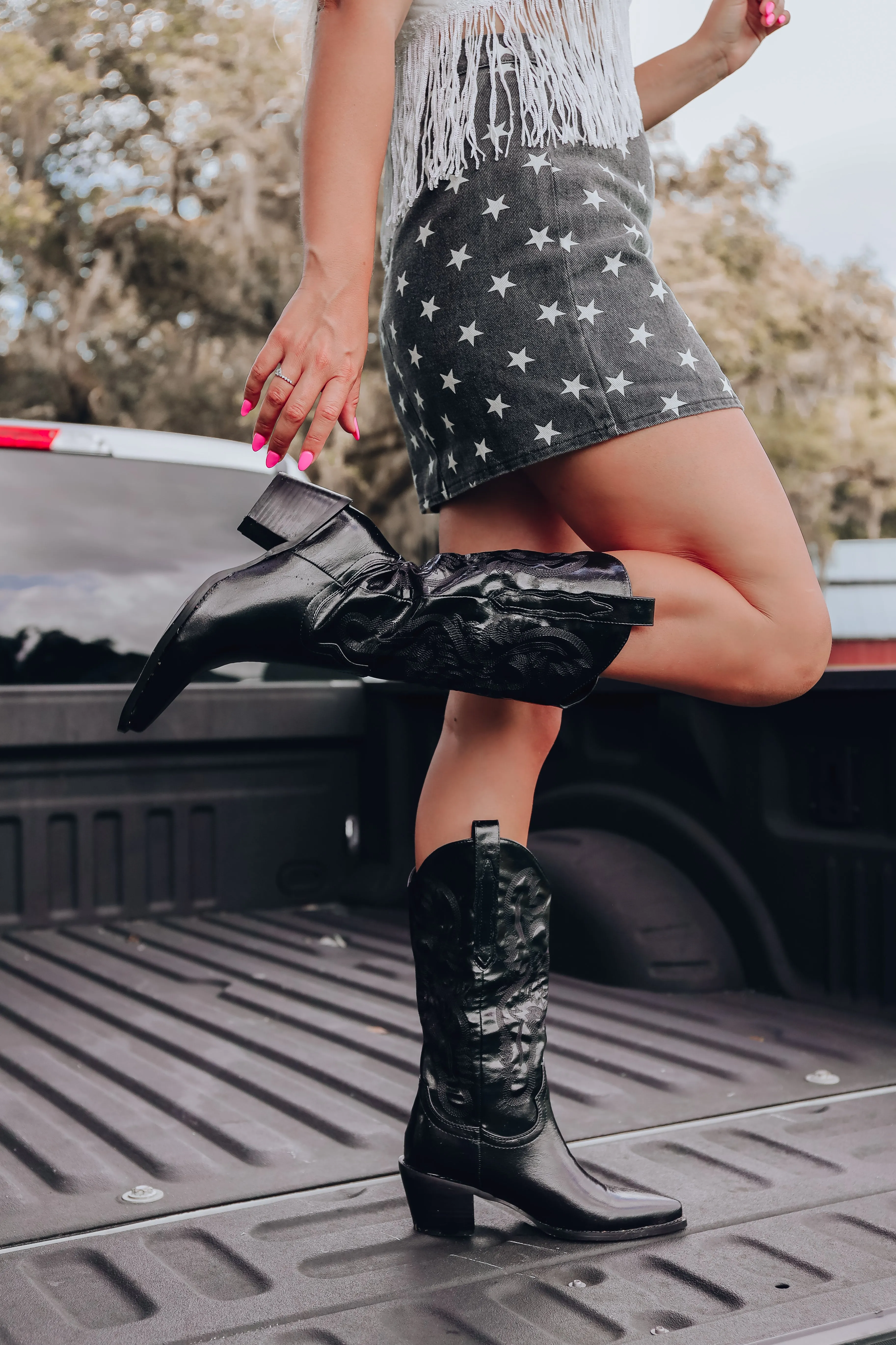 Danilo Cowgirl Boots - Black