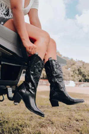 Danilo Cowgirl Boots - Black