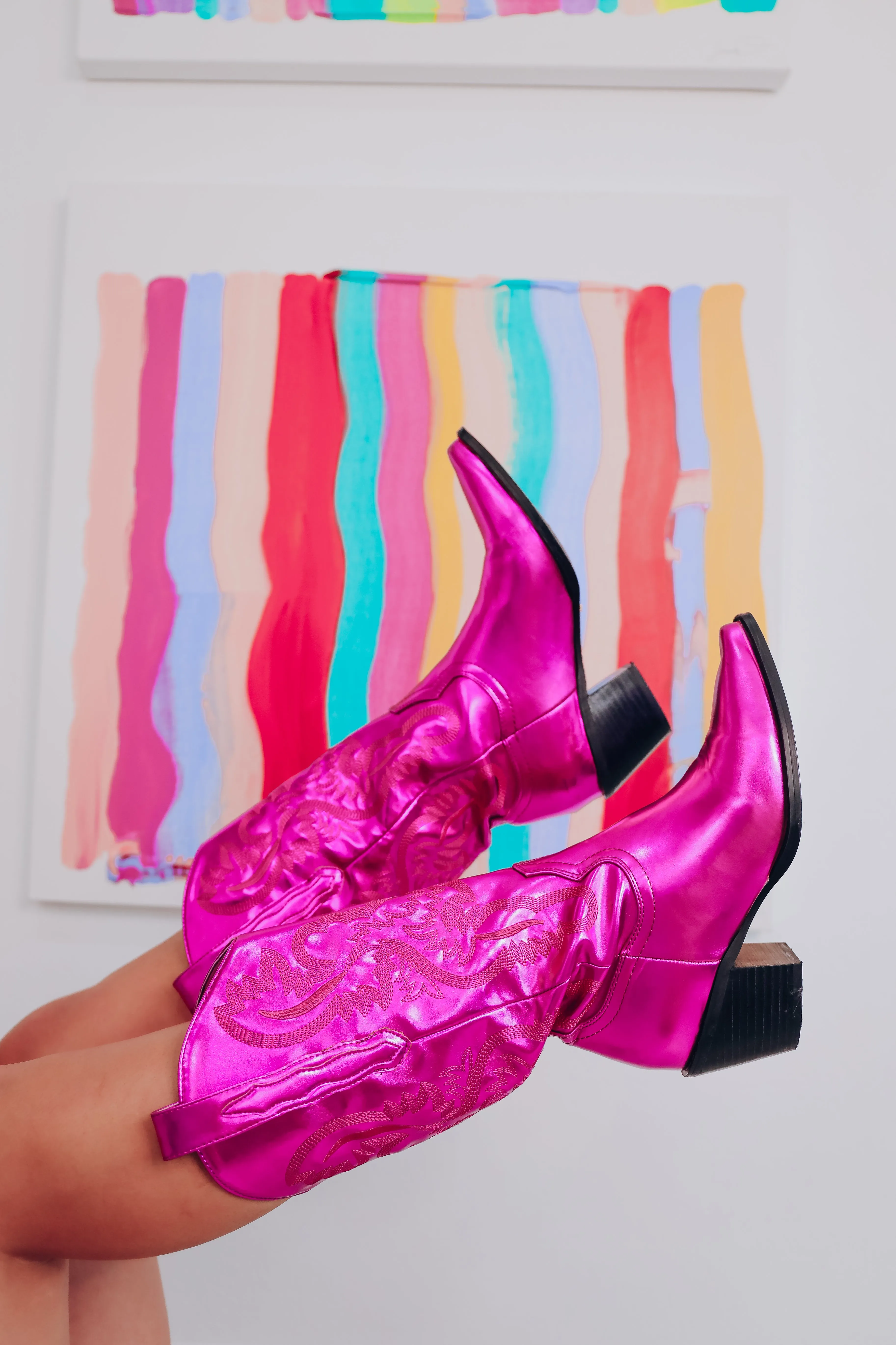 Danilo Cowgirl Boots - Metallic Fuchsia