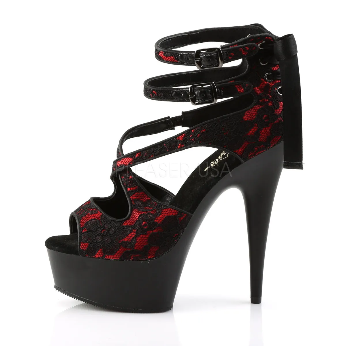 DELIGHT-678LC  Red Satin-Lace/Black Matte