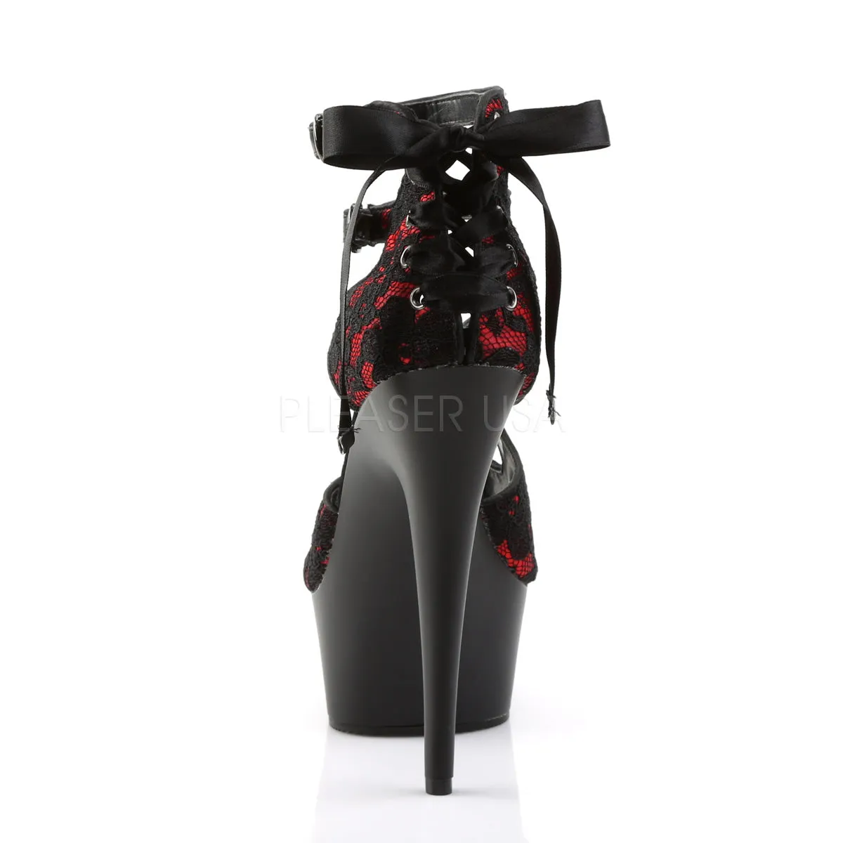 DELIGHT-678LC  Red Satin-Lace/Black Matte