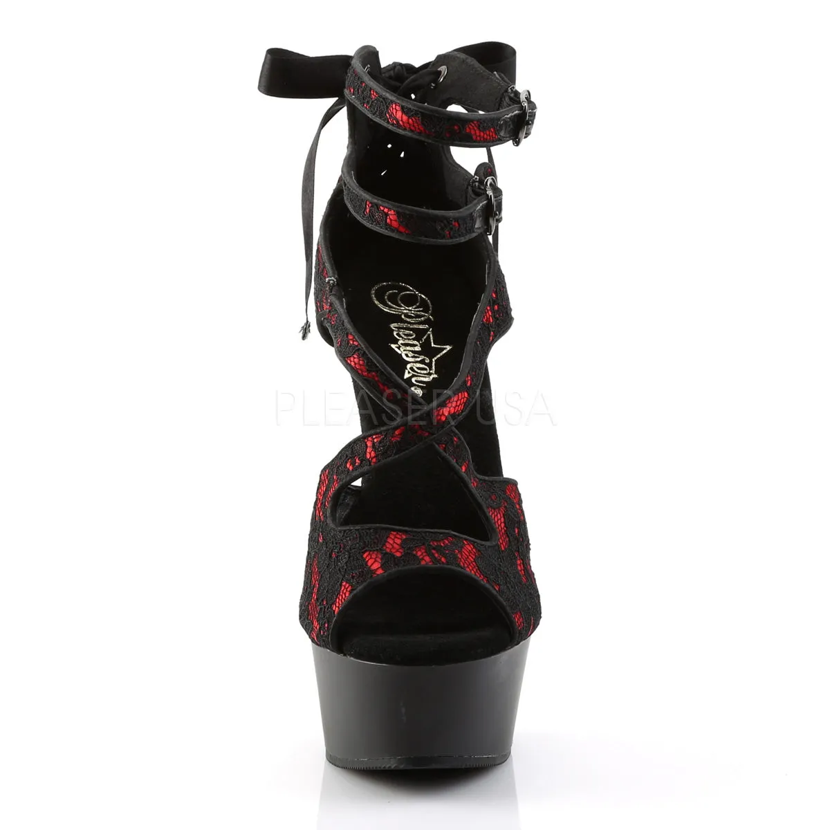 DELIGHT-678LC  Red Satin-Lace/Black Matte