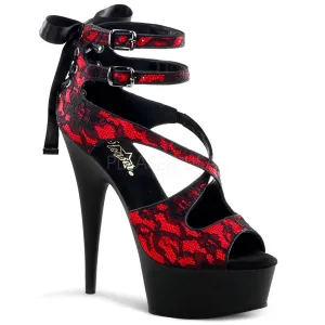 DELIGHT-678LC  Red Satin-Lace/Black Matte