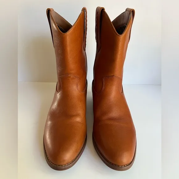 Dingo Lefty Camel Cowboy Boots Men’s 8 Cognac Tan Leather Western Footwear