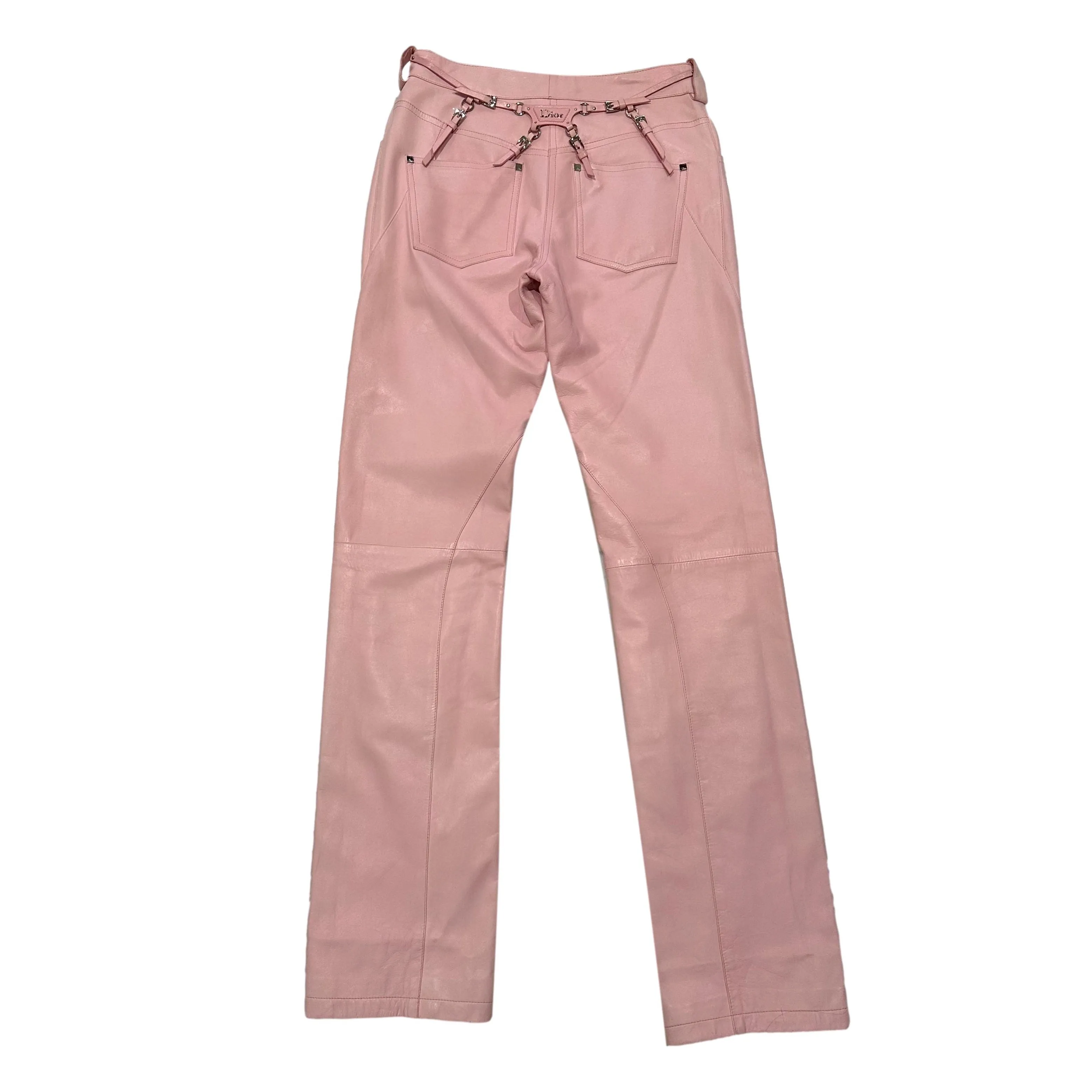 Dior Pink Bondage Leather Pants