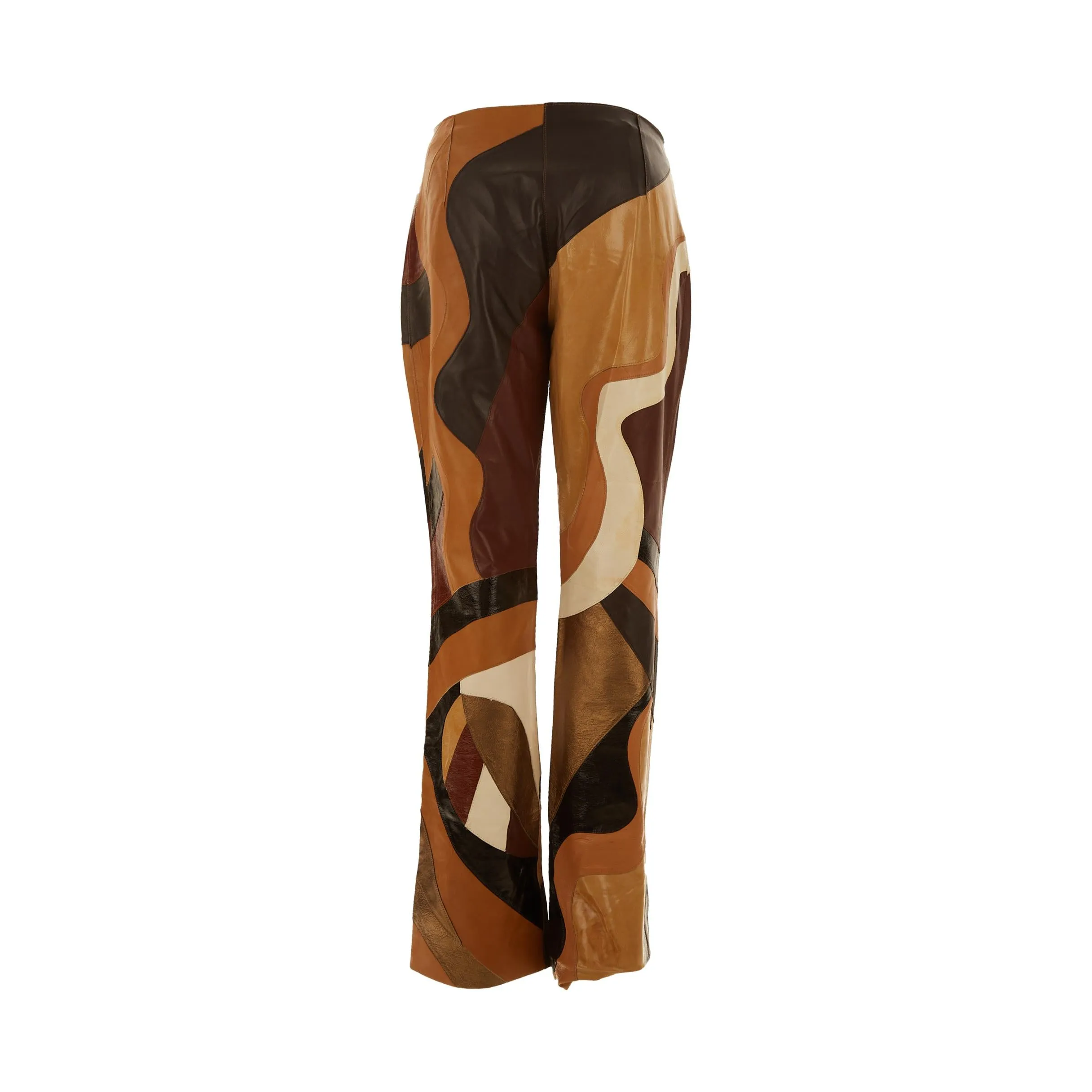 Dolce & Gabbana Brown Patchwork Leather Pants