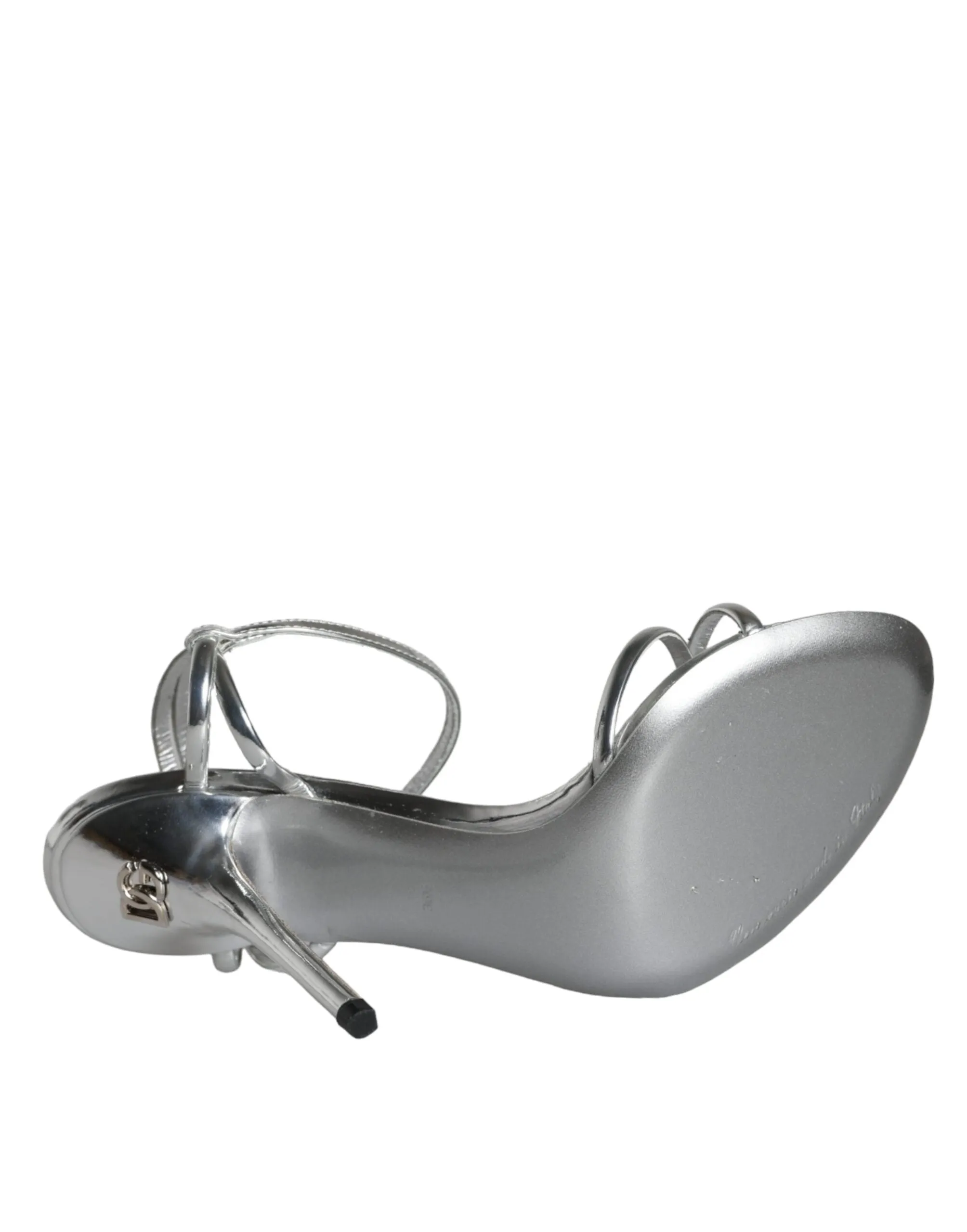 Dolce & Gabbana Silver KEIRA Leather Ankle Strap Sandals Shoes