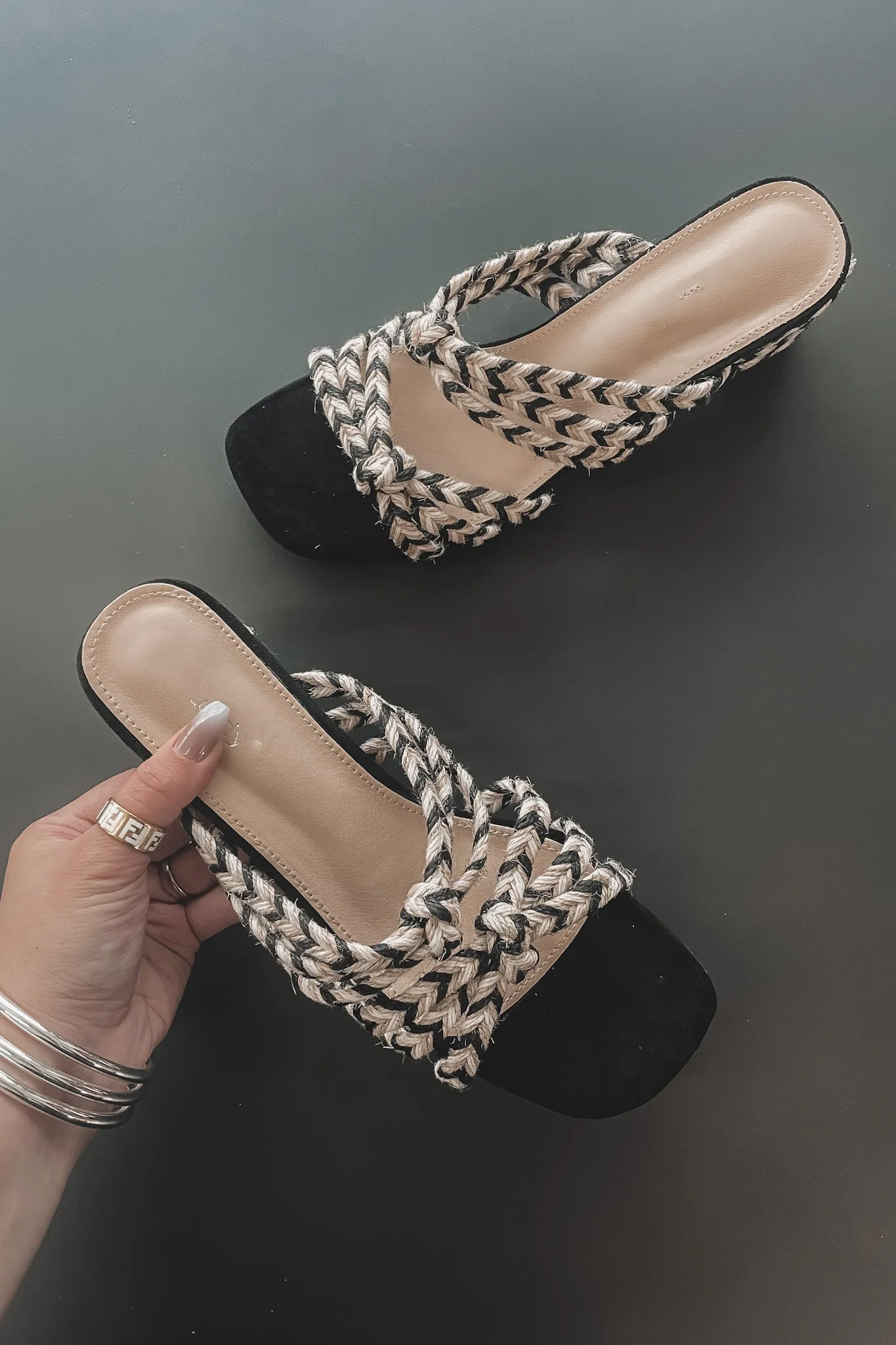 Dressed Up Nicely Black Multi Color Woven Block Heels