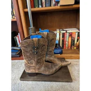 DURANGO heart concho leather cowboy boots sz 10 euc heart whipstitch