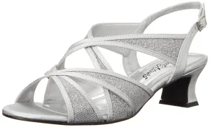 Easy Street Women's Tristen Slingback Sandal Heeled, Silver-Glitter, 5.5