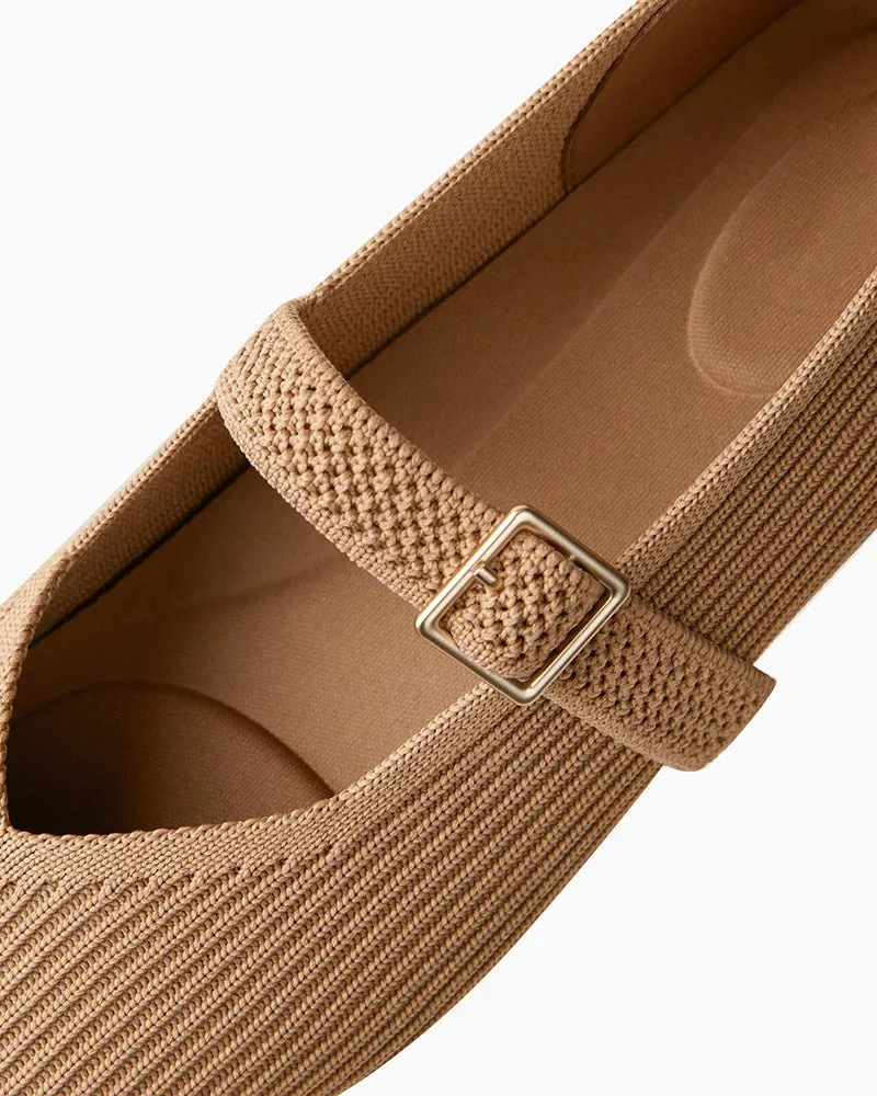 Eco-friendly Square Toe Mary Jane Flats(GreenStride)