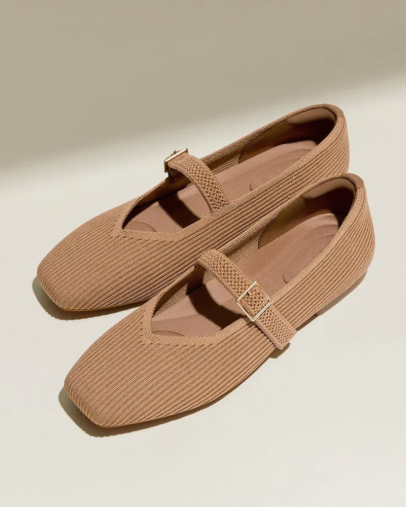 Eco-friendly Square Toe Mary Jane Flats(GreenStride)